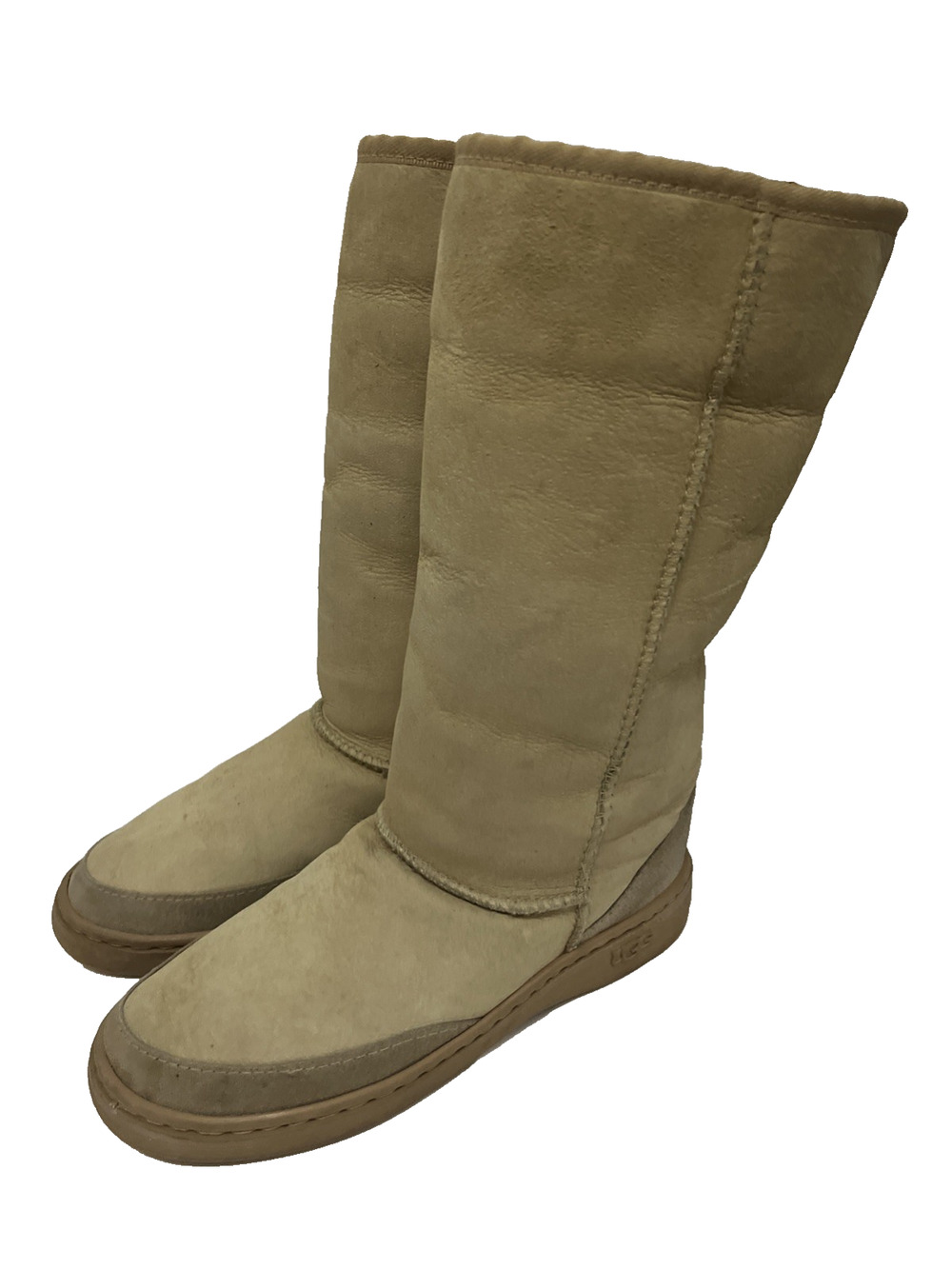 UGG Australia Ultimate Tall Boots US Mens 8 Womens 9 Sand Sheepskin Braid Unisex